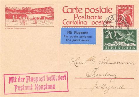 RF 28 11a 1928 Flug Postkarte Zürich Konstanz selten Kaufen auf