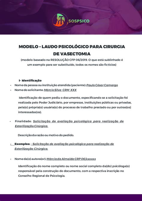 Questionário Psicológico Para Vasectomia Pdf BRAINCP