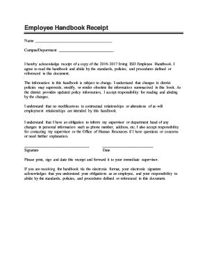 Irving Isd Employee Handbook Fill Online Printable Fillable Blank