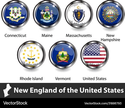 Flags new england us Royalty Free Vector Image