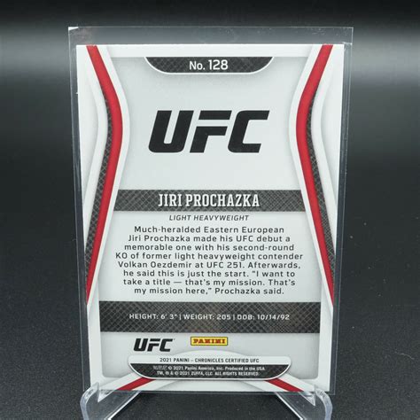 PANINI UFC CHRONICLES 2021 JIRI PROCHAZKA CERTIFIED BASE ROOKIE CARD