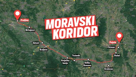 Mapa Moravski Koridor Gradi Skoro Ljudi I Ma Ina Prvi