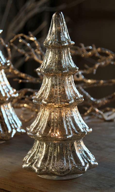 Mercury Glass Christmas Tree Lighted 12 Inch From Raz Buy Now