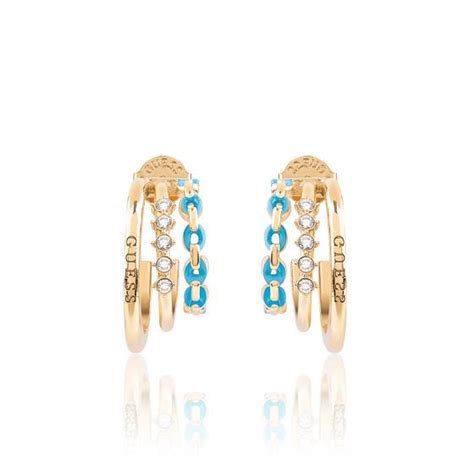 Boucles D Oreilles Acier Dor Bleu Jube Guess Ocarat