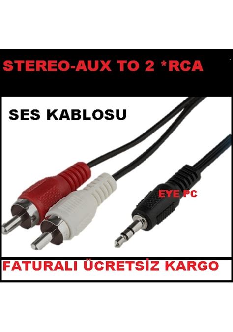 Stereo Aux To 2 X Rca 1 5 Metre Kablo Ses Sistemi Kablosu X1 Fiyatları