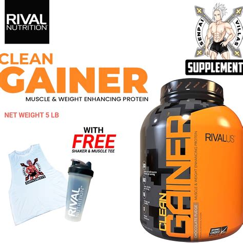 RIVAL NUTRITION CLEAN GAINER HIGH PROTEIN LEAN GAINER 5LBS WITH FREE