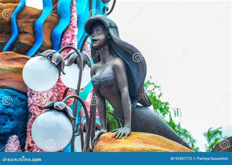 CHIBA, JAPAN: Ariel Statue at Mermaid Lagoon in Tokyo Disneysea Located ...