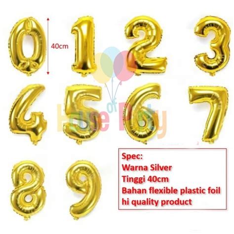 Jual Balon Foil Angka GOLD GOLD 40cm Balon Foil Balon Angka 1 PCS