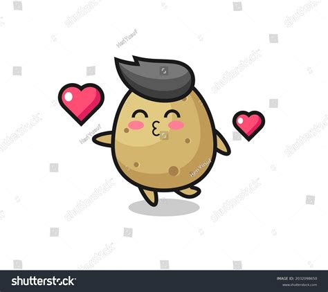 Potato Character Cartoon Kissing Gesture Cute Stock Vector Royalty Free 2032098650