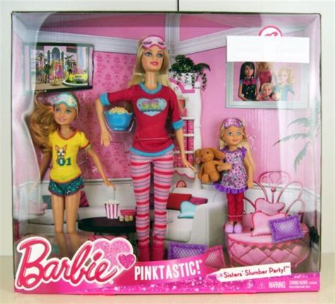 Nib Barbie Pink Tastic Sister Slumber Party 3 Doll Set Barbie Stacy