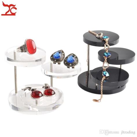 Brand New 3 Layer Clear Black Round Acrylic Jewelry Display Stand