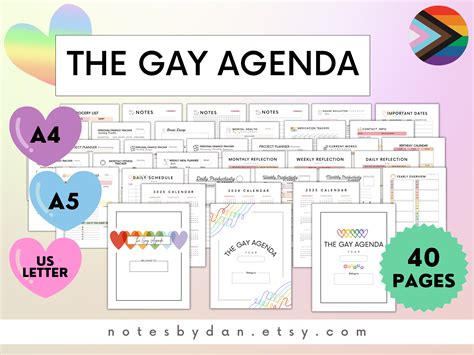 The Gay Agenda Printable Pride Planner Undated Calendar Lgbtqia