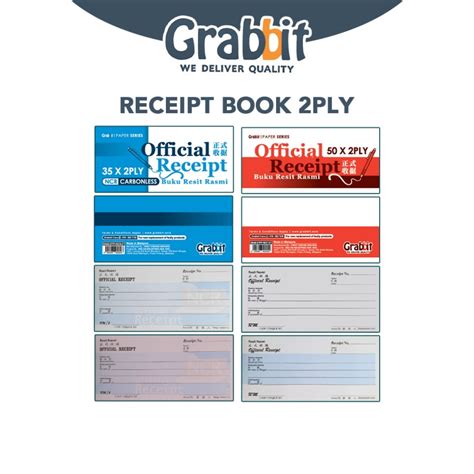 Grabbit Official Receipt Book Ncr Carbonless Ply Buku Resit Grab