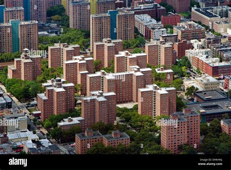 aerial photograph residential high rise apartment buildings Harlem ...