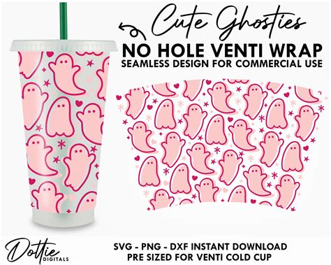 Dottie Digitals Halloween Cute Ghosts Starbucks Cold Cup No Hole Svg