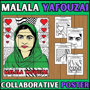 Malala Yafouzai Collaborative Poster I Women History Month Coloring Page