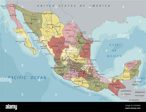 Mexico Highly Detailed Editable Political Map With Labeling Stock Vector Image And Art Alamy