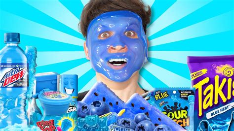 Blue Foods Vs Face Mask Challenge Youtube