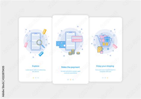 Mobile App Intro Screens Application Templates Concept Vector