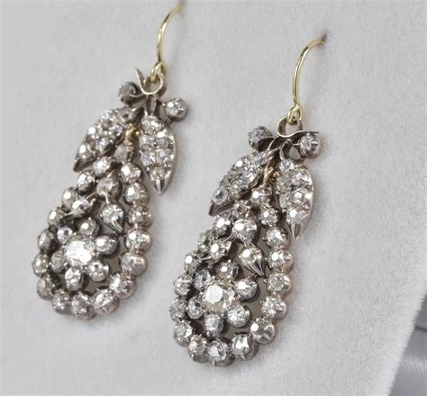 Antique 6.90 Carat Mine Cut Diamond Rare Earrings at 1stDibs