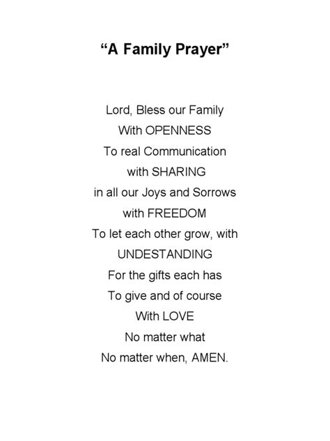 A Family Prayer | PDF