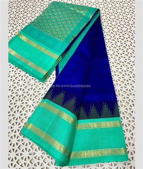 Royal Blue And Turquoise Color Kuppadam Pattu Sarees With Two Side