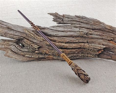 Gold Leaf Wizard Wand Wood Magic Wand Fantasy Wand Etsy