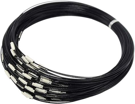 Arricraft 100 Strands Black Steel Wire Necklace Cord 1mm With Brass Screw Clasp For