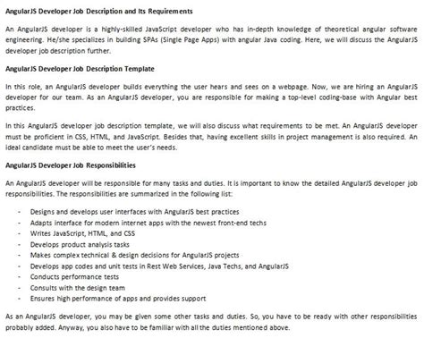 AngularJS Developer Job Description And Its Requirements Room Surf