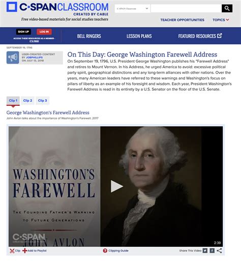 On This Day George Washingtons Farewell Address Instructional Video For 7th 12th Grade