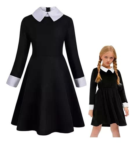 Disfraz Cosplay De Merlina Wednesday Addams Baile Escolar Trajes Chicas