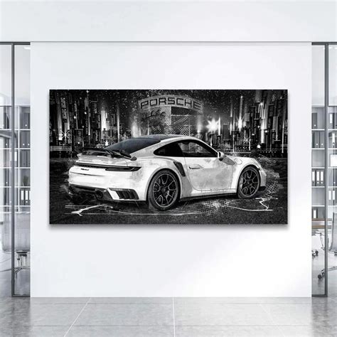 Auto Leinwandbild Porsche 911 Turbo Abstrakt Schwarz Weiss