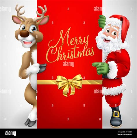 Santa Claus Father Christmas And Reindeer Sign Stock Vector Image And Art Alamy