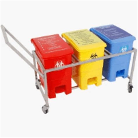 Samhitha Heavy Duty Bio Medical Waste Bin Trolley With Frame 30l 3 Bin