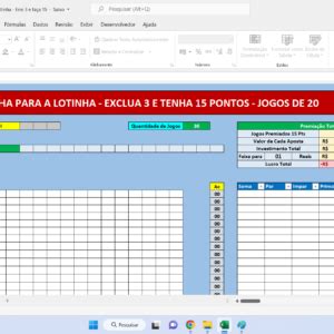 planilha lotinha 15 pontos Planilhas Lotéricas 10