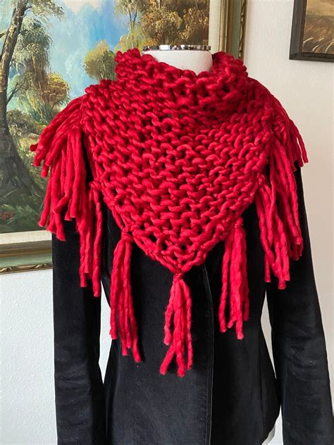 Bulky Triangle Scarf Knitting Pattern Etsy