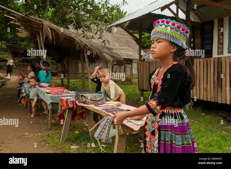 Hmong Village Children In Ban Na Ouane Laos Stock Photo Alamy