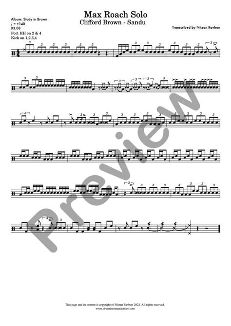 Drum Sheet Music - Max Roach Solo - Sandu