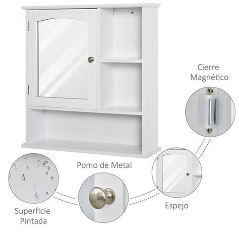 Armario de baño con espejo para pared blanco 63x60x18 cm Comprar