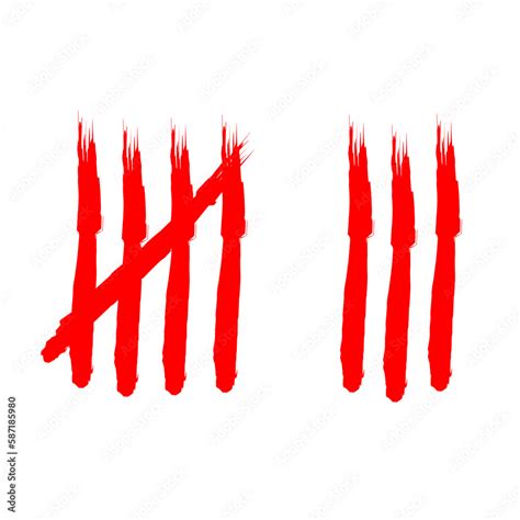 Red Tally Marks Numberic Tradisional Number Stock Vector Adobe Stock