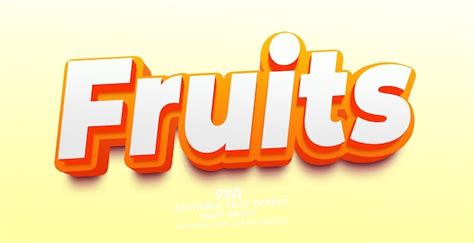 Frutas 3d Texto Editable Psd Plantilla De Photoshop Archivo PSD Premium