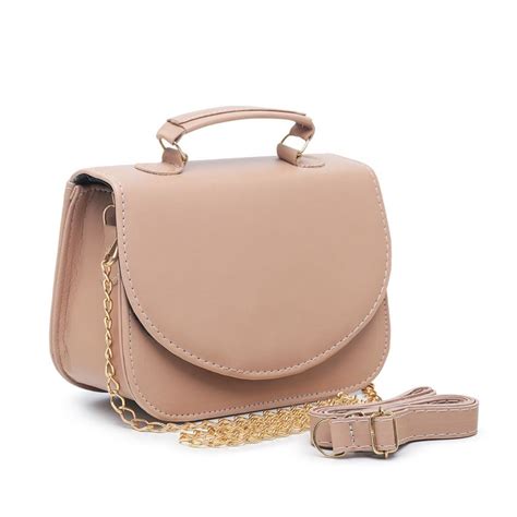 Bolsa Feminina Mini Bag Quadrada Transversal Corrente Nude Compre