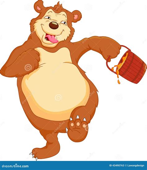 Funny Bear Cartoon With Honey Stock Vector Illustration Of Sitting