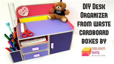 Diy Desk Organizer From Cardboard Box By Srushti Patil Best Out Of