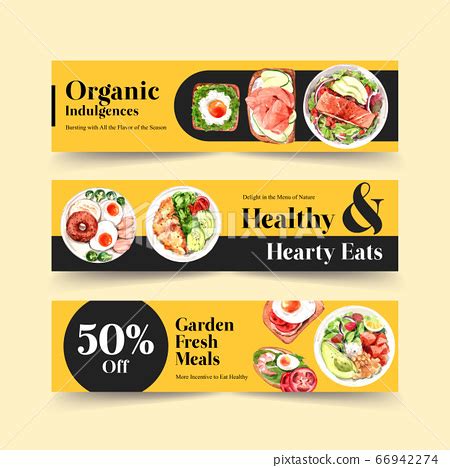 Healthy Food Banner Template Design For Stock Illustration