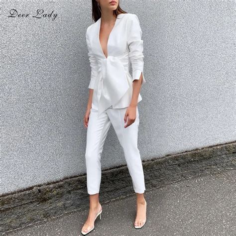 Buy Deer Lady Women 2 Piece Set Top And Pants 2019 Summer Party White Long