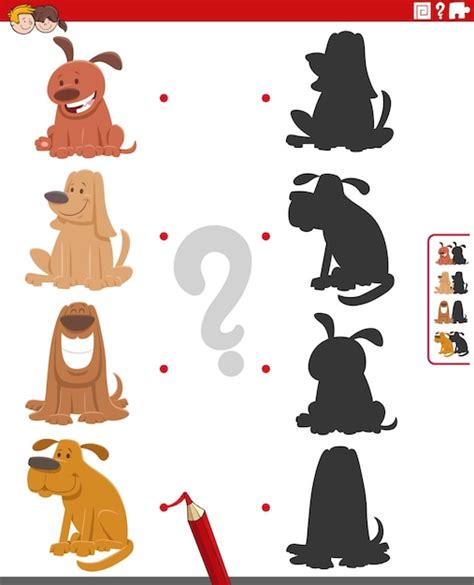 Juego Educativo De Sombras Con Personajes De Dibujos Animados De Perros