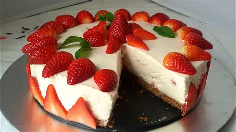 Tarta De Fresas Con Nata Sin Horno Youtube