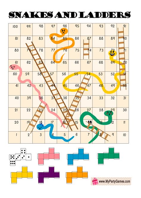 Snakes and Ladders Board Game, 5 Free Printables