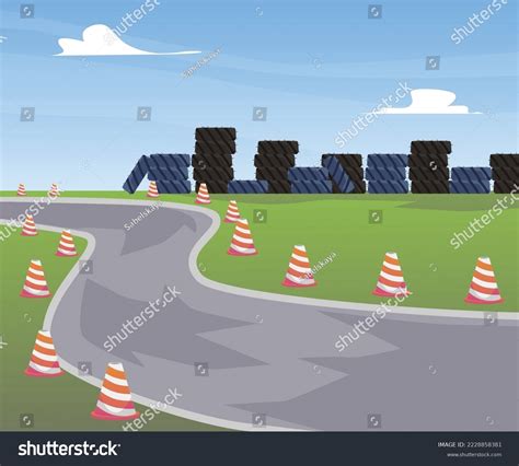 Empty Asphalt Track Kart Race Background Stock Vector (Royalty Free ...